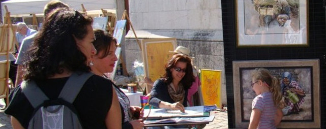 Portaitiste au Marché de l'art Annecy (juin 2014)